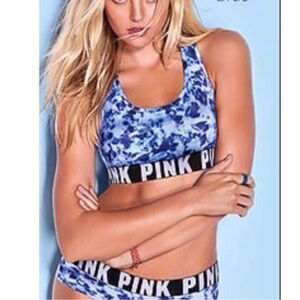 Victoria’s Secret VS Pink Blue tie dye Ultimate sports bra Racerback Athleisure